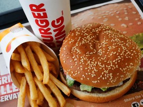 This Feb. 1, 2018, file photo shows a Burger King Whopper meal combo at a restaurant in the United States.