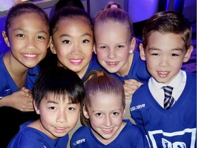 Scarlett Bacolod, Lincoln Xu, Tori Chun, Brisa Curzon, Kirra Joyce and Jeremy Beck wore Future Hall of Famer jerseys  at the B.C. Sports Hall of Fame banquet.