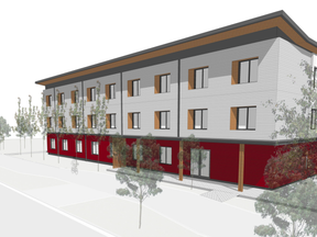 One of two proposed designs for the proposed modular housing project in Queensborough.