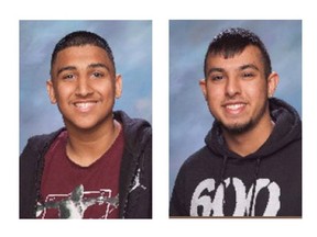 Jaskarn Jason Jhutty, left, and Jaskaran Jesse Bhangal are shown in Integrated Homicide Investigation Team handout photos. Homicide detectives say the two teens are the victims of a targeted shooting in a rural area of Surrey.