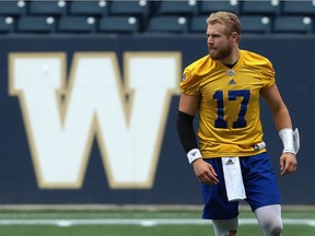 Quarterback Chris Streveler at Winnipeg Blue Bombers practice on June 11, 2018.