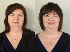 Darlene Stevens is a 63-year-old lab technician. She came to Nadia Albano with the goal of updating her look and refreshing her style. On the left is Darlene before her makeover by Nadia Albano, on the right is her after.