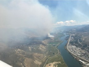 B.C. Wildfire Service crews are battling a 350-hectare grass fire near Kamloops.