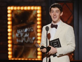 Vancouver's Arts Club Theatre Company is seeking "a few personable pooches" to star in their upcoming production of The Curious Incident of the Dog in the Night-Time. Pictured is Alex Sharp accepting the award for best performance by an actor in a leading role in a play for “The Curious Incident of the Dog in the Night-Time” at the 69th annual Tony Awards at Radio City Music Hall on Sunday, June 7, 2015, in New York.
