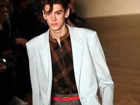 A model presents a creation by Paul-Smith, during the men's spring/summer 2019 fashion show, on June 24 in Paris.