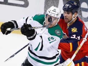 Winger Antoine Roussel plays with an edge and is willing to fight.