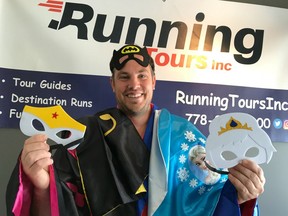 Baxter Bayer of Running Tours Inc. in Vancouver is ready for participants to "cape up" in his company's inaugural Big Superheroes Run that's set for Saturday, Aug. 18 in Richmond. The fun run and walk will also pay tribute to B.C.'s many first responders.