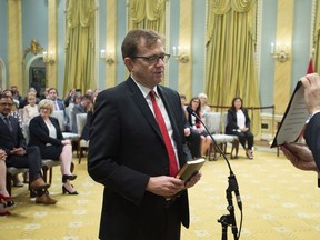 Jonathan Wilkinson is sworn in as Minister of Fisheries, Oceans and the Canadian Coast Guard during a swearing in ceremony at Rideau Hall in Ottawa on Wednesday, July 18, 2018.