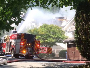 More than 40 firefighters fought a fire at the Lions Manor Seniors' Home in Deep Cove on Tuesday.