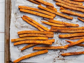 A pan of New Bay Sweet Potato Fries.