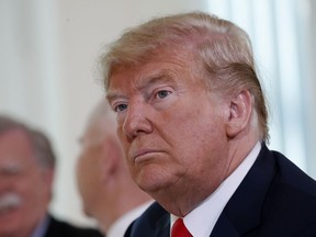 U.S. President Donald Trump attends a working breakfast with Finnish President Sauli Niinisto in Helsinki, Finland, Monday, July 16, 2018 prior to his meeting with Russian President Vladimir Putin in the Finnish capital.