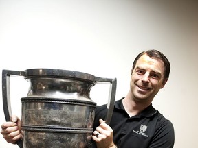 Jason Beck with the Mainland Cup at the B.C. Sports Hall of Fame.