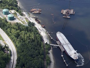 A aerial view of Kinder Morgan's Trans Mountain marine terminal, in Burnaby, B.C., is shown on Tuesday, May 29, 2018.