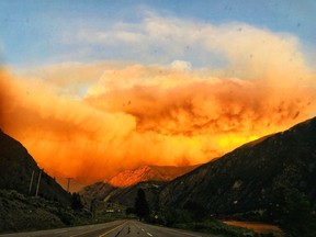 For the first time since British Columbia’s wildfire season began in April, the Wildfire Service says it is calling for help from outside the province. Undated photo of smoke from a wildfire taken while traveling south on Highway 3 towards Osoyoos.