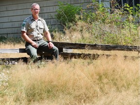 Metro Vancouver parks supervisor Marcel LaBreche in extremely dry conditions Burnaby Lake Regional Park.