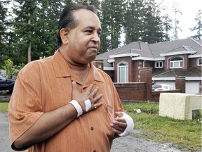 Maninder Gill about a month after a 2010 confrontation in which he said his left hand was injured. He has now won an new trial after he was convicted in 2016 for a shooting during that 2010 confrontation.