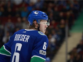 Brock Boeser scored a hat trick and added an assist on Wednesday.