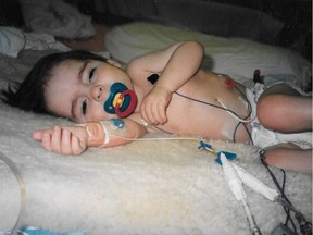 Robbie Thompson, 20, is among more than 300 transplant recipients competing in this week's Canada Transplant Games at the University of B.C. He is pictured here on July 18, 2000 on the day of his first heart transplant.