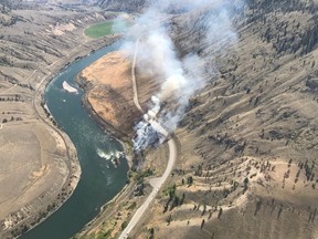 An evacuation alert has been issued by the Thompson-Nicola Regional District due to wildfire near Spences Bridge.