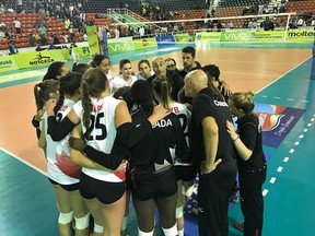The Canadian women's volleyball team remained alive at the world championship with a 3-1 (16-25, 25-13, 25-18, 25-20) win over Cuba on Wednesday.