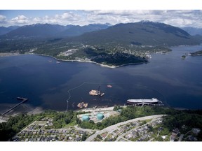 An aerial view of Kinder Morgan's Trans Mountain marine terminal in Burnaby on May 29.