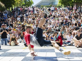 A dancer performs in the opening set of battles at the Vancouver Street Dance Festival on Saturday.