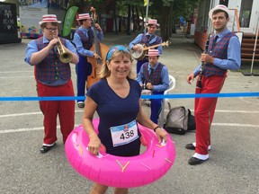 Debbie Elliott of Langley took part in last year's PNE Donut Dash. She's likely going to glaze up for the new Chilliwack Fair 8K and 4K Donut Dash on Saturday morning. Did we mention it's the Sun Run leader's birthday today, too?