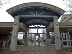 The entranceway of Port Coquitlam's Colony Farm Forensic Psychiatric Hospital.