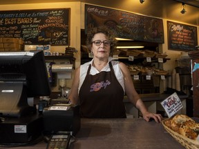 Leah Markovitch, owner of Solly's Bagels, poses for a photo in her store on Yukon Street in Vancouver, BC, August, 7, 2018.