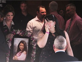 Mourners at the Celebration of Life of Aaliyah Rosa at the Christian Life Assembly in Langley.