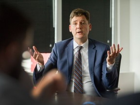 B.C. Attorney General David Eby is interviewed by the editorial board of The Vancouver Sun and The Province in Vancouver, BC, August 30, 2018.