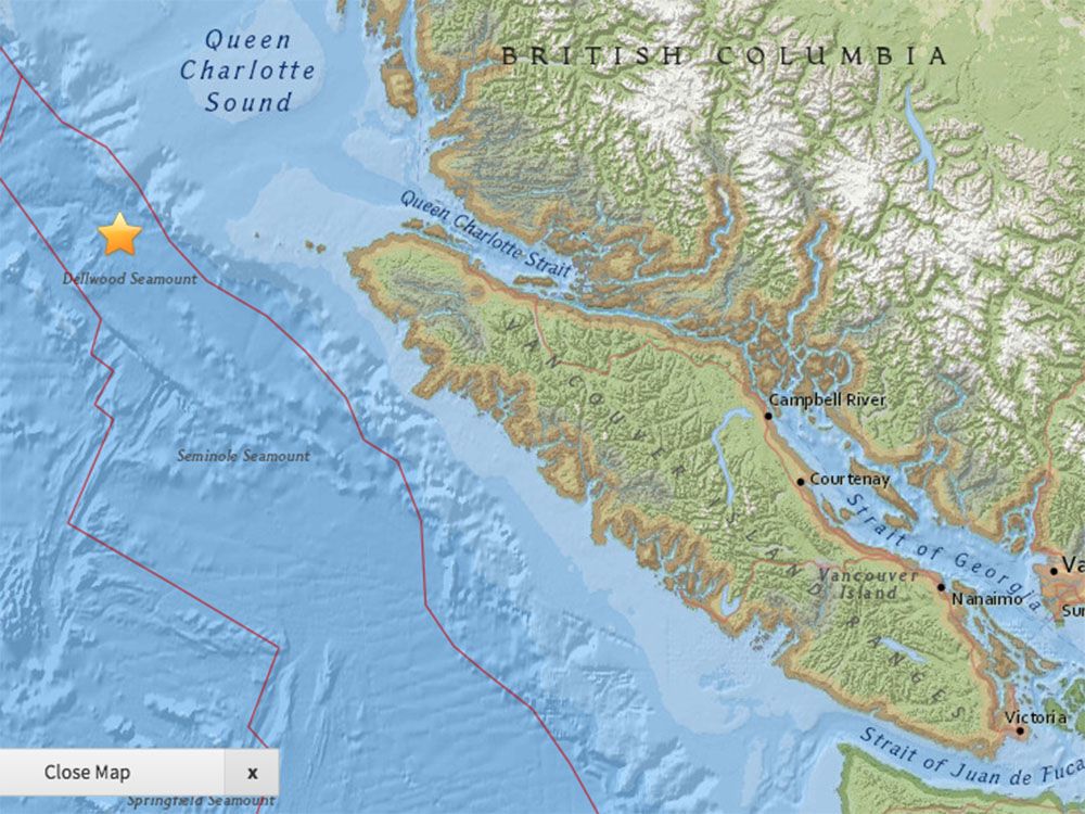 Slight shaking felt in Port Hardy during magnitude 4.8 quake ...