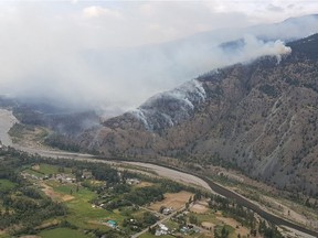 Smoke from the massive Snowy Mountain fire burning near Keremeos and Cawston in early August.