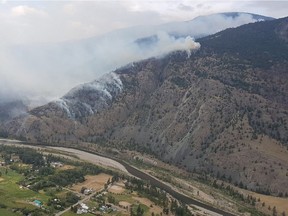 Smoke from the massive Snowy Mountain fire burning near Keremeos and Cawston in B.C.'s Southern Interior. This fire  led to the evacuation of Cathedral Lakes Lodge earlier this month. The lodge has again been ordered evacuated, this time due to the Cool Creek fire.