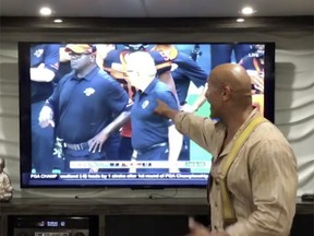 In an Instagram video, actor Dwayne The Rock Johnson thanks CFL and B.C. Lions coach Wally Buono for cutting him from the team, which then set him on a path to becoming an entertainer.