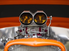 The air intake on a 1934 Ford 5 Window Coupe.