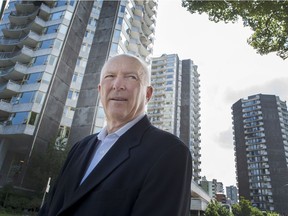 David Goodman, principal at HQ Commercial Real Estate Services stands on Beach Avenue in Vancouver. He says that of 15 apartment building sales this year in the West End, seven or eight will be torn down and redeveloped.