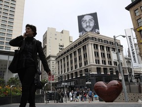 A billboard featuring former San Francisco 49ers quarterback Colin Kaepernick is displayed on the roof of the Nike Store on Sept. 5 in San Francisco, Calif. Nike launched an ad campaign to commemorate the 30th anniversary of its iconic "Just Do It' motto that features the controversial ex-NFL quarterback.