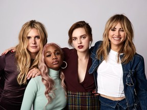 (L-R) Actors Hari Nef, Abra, Odessa Young and Suki Waterhouse from the film Assassination Nation pose for a portrait during the 2018 Toronto International Film Festival at Intercontinental Hotel on September 10, 2018 in Toronto, Canada.