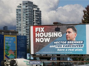 This Vancouverites for Affordable Housing billboard on Main St. in Vancouver, supporting Hector Bremner for mayor, carries a phone number that has been disconnected.