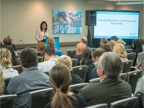 Chilliwack Mayor Sharon Gaetz, third vice-president for UBCM, speaks at a panel on housing at the annual conference.