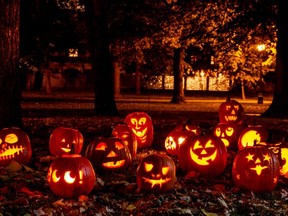 Glowing pumpkins light the way for a night of Halloween fun.