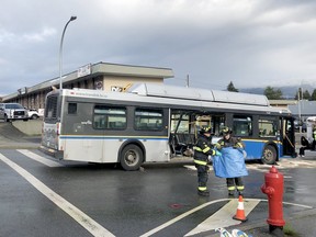 Port Moody firefighters removed a portion of the side of a transit bus to rescue a passenger following an accident Wednesday morning. A truck slammed into the side of the bus at around 8 a.m. on Wednesday. The fire department says six bus passengers sustained minor injuries.