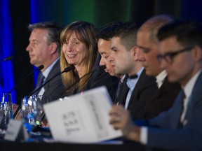 VANCOUVER. September 12 2018.  Shauna Sylvester, ( smiling ) a candidate for Vancouver council, participates in a panel discussion on housing hosted by the UBC Sauder Centre for Urban Economics, Vancouver, September 12 2018. ( Gerry Kahrmann  /  PNG staff photo )( For Prov / Sun News )  00054573A Story by Dan Fumano [PNG Merlin Archive]