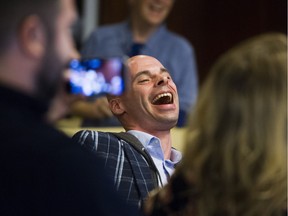 Jason Lamarche reacts to being randomly drawn as the first name on the Mayor's ballot for the Vancouver municipal election.