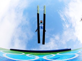 WHISTLER, BC - FEBRUARY 14: Taihei Kato of Japan jumps during the Nordic Combined Men's Individual NH on day 3 of the 2010 Winter Olympics at Whistler Olympic Park Ski Jumping Stadium on February 14, 2010 in Whistler, Canada. (Photo by Al Bello/Getty Images)