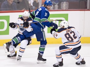 Loui Eriksson in preseason action against the Oilers on Sept. 18.