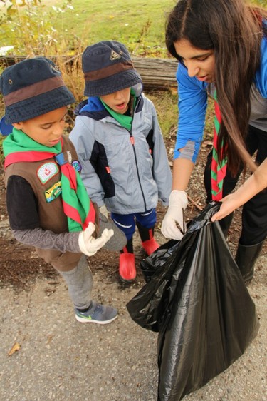 Members of the 13th SW Burnaby Ismaili Scout Group took part in a clean up of Highland Park Line Trail in Burnaby.
