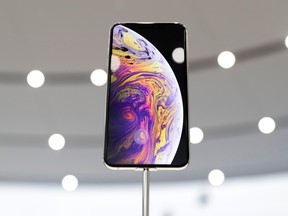 The new iPhone XS Max on display after the Apple event Wednesday in California.