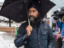 Federal NDP Leader Jagmeet Singh walks around in Burnaby, B.C., on Sept. 15, 2018. Singh is the party's candidate in the Burnaby-South byelection.